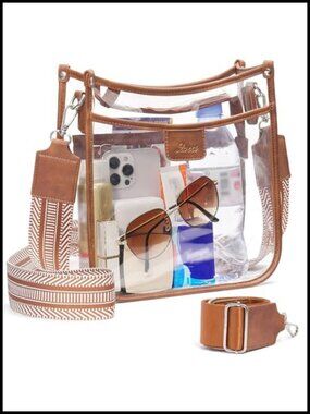 Clear Crossbody Purse Stadium Approved Concert Bag with Wide Strap